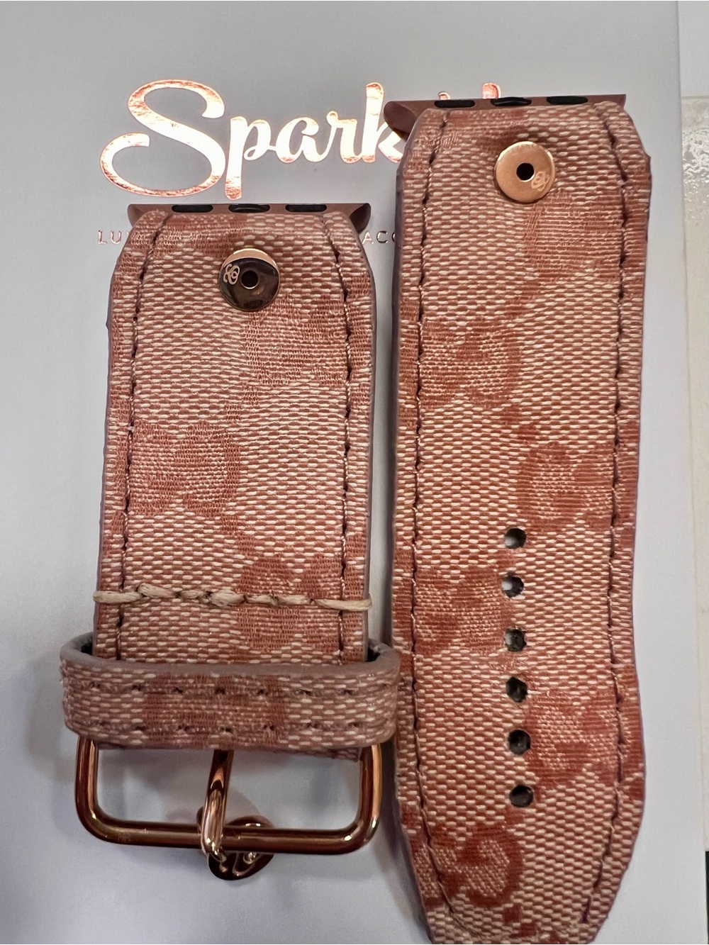 Spark*l band Peach Crystal Gucci Imprime  Watch Strap - Picture 3 of 5